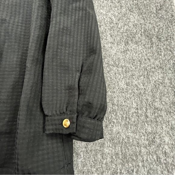 J. Crew Black Gold Button Semi-Sheer Long Puff Sleeves Top Size Medium (808) - Picture 5 of 15